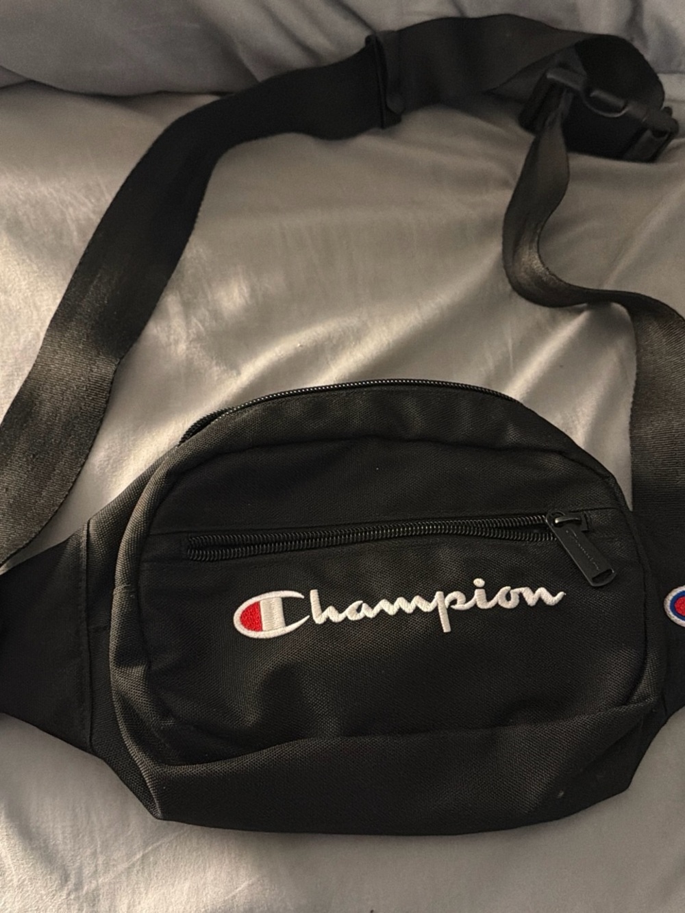 Champion Black Crossbody Pouch with Subtle Logo Lining